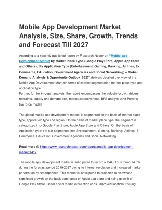 Mobile App Development Market Analysis