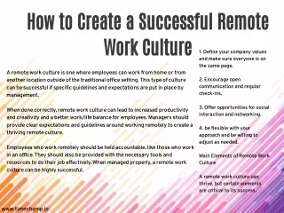 How to Create a Successful Remote Work Culture