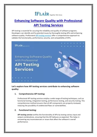 Enhancing Software Quality with Professional API Testing Services