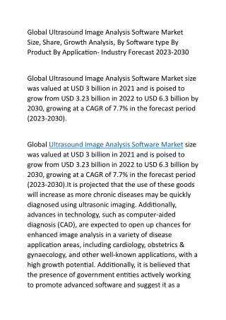 Global Ultrasound Image Analysis Software Market Size