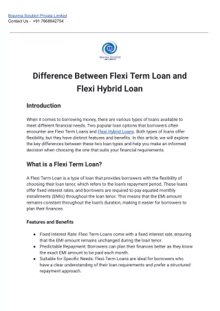 Difference Between Flexi Term Loan and Flexi Hybrid Loan