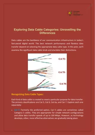 Exploring Data Cable Categories Unravelling the Differences