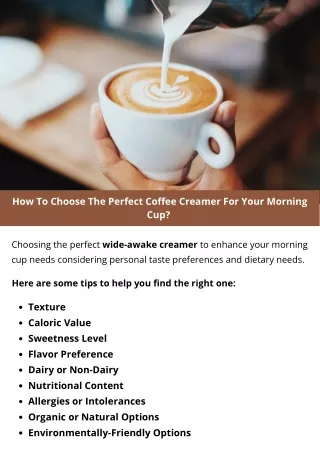 How To Choose The Perfect Coffee Creamer For Your Morning Cup?