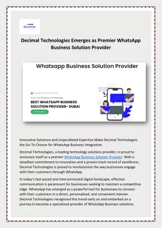 Whatsapp Business Solution Provider - Decimal Technologies