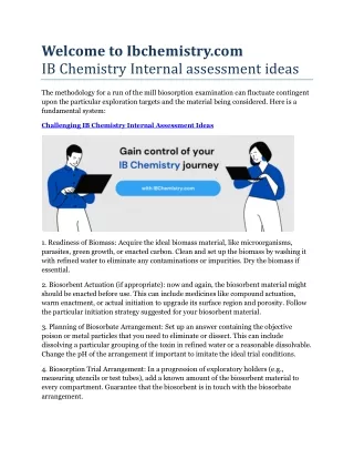 IB Chemistry Worksheets