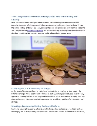 Your comprehensive online betting guide How to bet safely and smartly