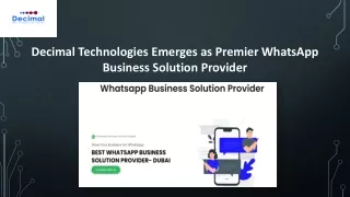 Best Whatsapp Business Solution Provider - Decimal Technologies