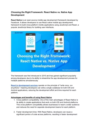 How to Choose the Right Framework for your Project: React js vs. Native Apps