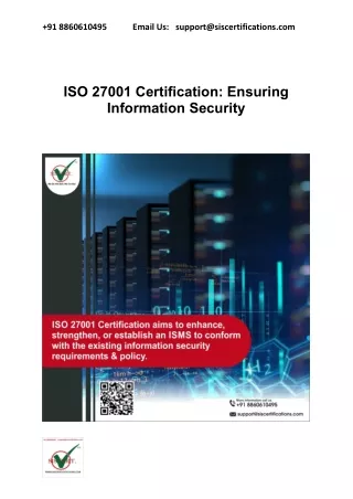 ISO 27001 Certification Ensuring Information Security