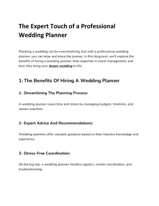 The Expert Touch of a Professional Wedding Planner