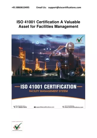 ISO 41001 Certification A Valuable Asset for Facilities Management