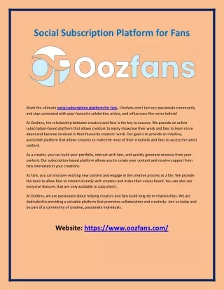 Social Subscription Platform for Fans