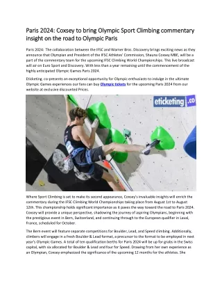Paris 2024  Coxsey to bring Olympic Sport Climbing commentary insight on the road to Olympic Paris