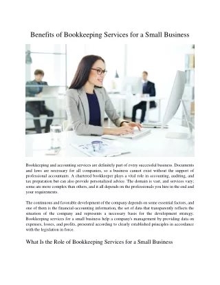 Benefits of Bookkeeping Services for a Small Business