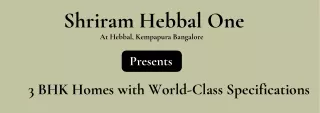 Shriram Hebbal One At Hebbal, Kempapura Bangalore - Brochure