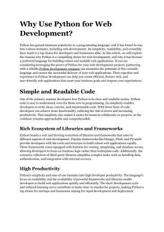 Why Use Python for Web Development