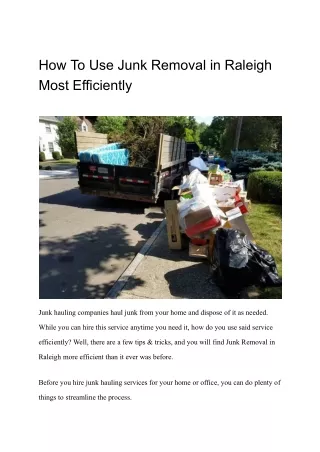 How To Use Junk Removal in Raleigh Most Efficiently.docx