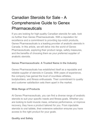 Canadian Steroids for Sale - A Comprehensive Guide to Genex Pharmaceuticals