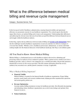 What is the difference between medical billing and revenue cycle management_