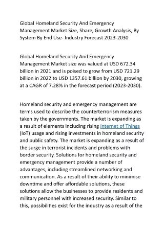 Global Homeland Security And Emergency Management Market Size