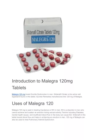 Malegra 120mg Tablets