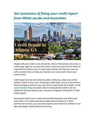 Get assistance of fixing your credit report from White Jacobs and Associates