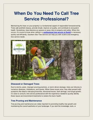 When Do You Need To Call Tree Service Professional?