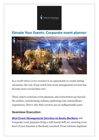 Elevate Your Events: Corporate event planner