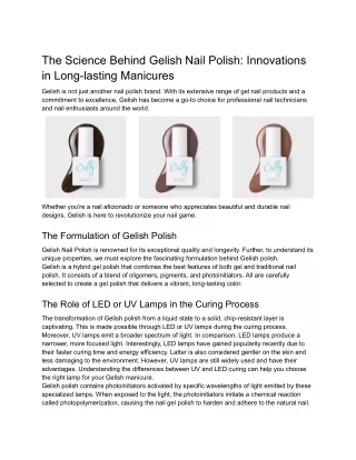 The Science Behind Gelish Nail Polish_ Innovations in Long-lasting Manicures