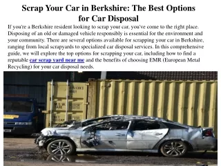 Scrap Your Car in Berkshire The Best Options for Car Disposal