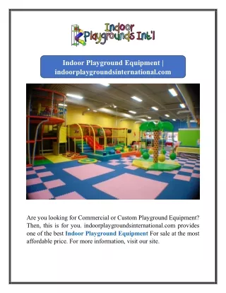 Indoor Playground Equipment | indoorplaygroundsinternational.com