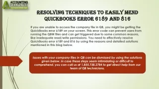 An effective way to fix QuickBooks Error 6189 and 816