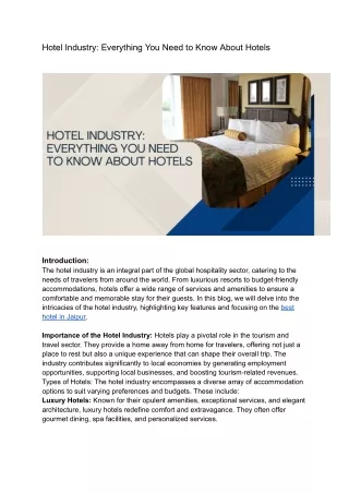 Hotel Industry_ Everything You Need to Know About Hotels