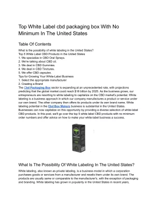 Top White Label cbd packaging box With No Minimum In The United States