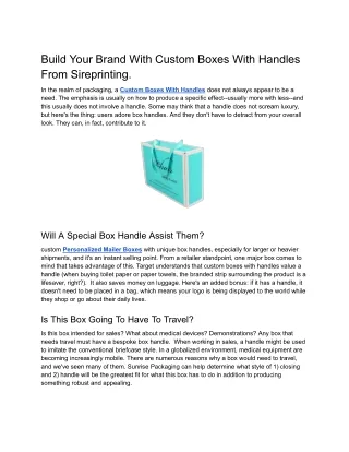Build Your Brand With Custom Boxes With Handles From Sireprinting
