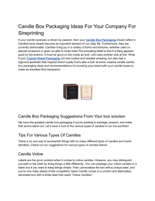 Candle Box Packaging Ideas For Your Company For Sireprinting