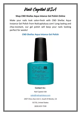 Shop CND Shellac Aqua Intance Gel Polish Online