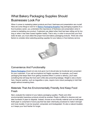 What Bakery Packaging Supplies Should Businesses Look For