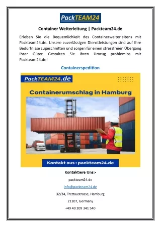 Container Weiterleitung | Packteam24.de