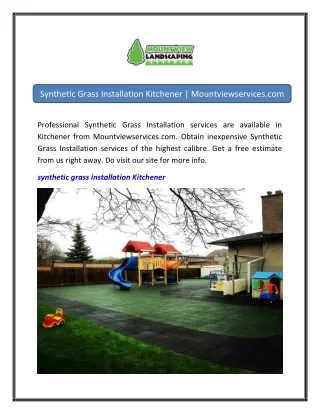 Synthetic Grass Installation Kitchener Mountviewservices.com