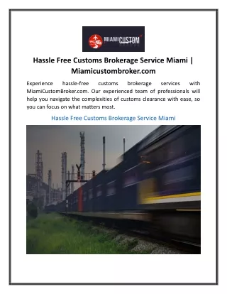 Hassle Free Customs Brokerage Service Miami  Miamicustombroker