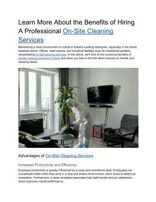 Learn More About the Benefits of Hiring A Professional On-Site Cleaning Services