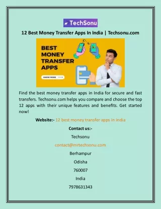 12 Best Money Transfer Apps In India  Techsonu