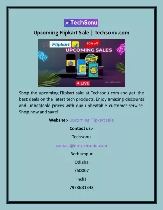 Upcoming Flipkart Sale  Techsonu