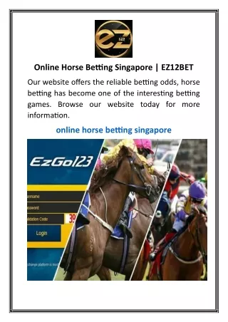 Online Horse Betting Singapore | EZ12BET