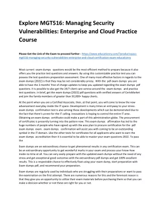 Explore MGT516: Managing Security Vulnerabilities: Enterprise and Cloud Practice