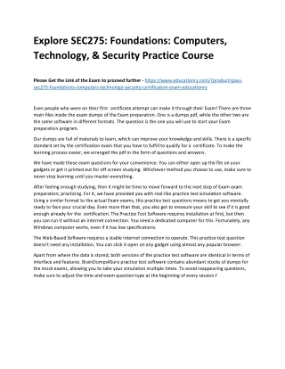 Explore SEC275: Foundations: Computers, Technology, & Security Practice Course