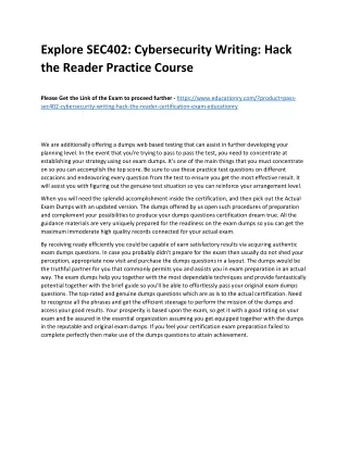 Explore SEC402: Cybersecurity Writing: Hack the Reader Practice Course