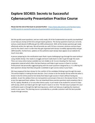 Explore SEC403: Secrets to Successful Cybersecurity Presentation Practice Course