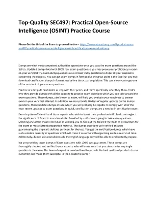 Top-Quality SEC497: Practical Open-Source Intelligence (OSINT) Practice Course